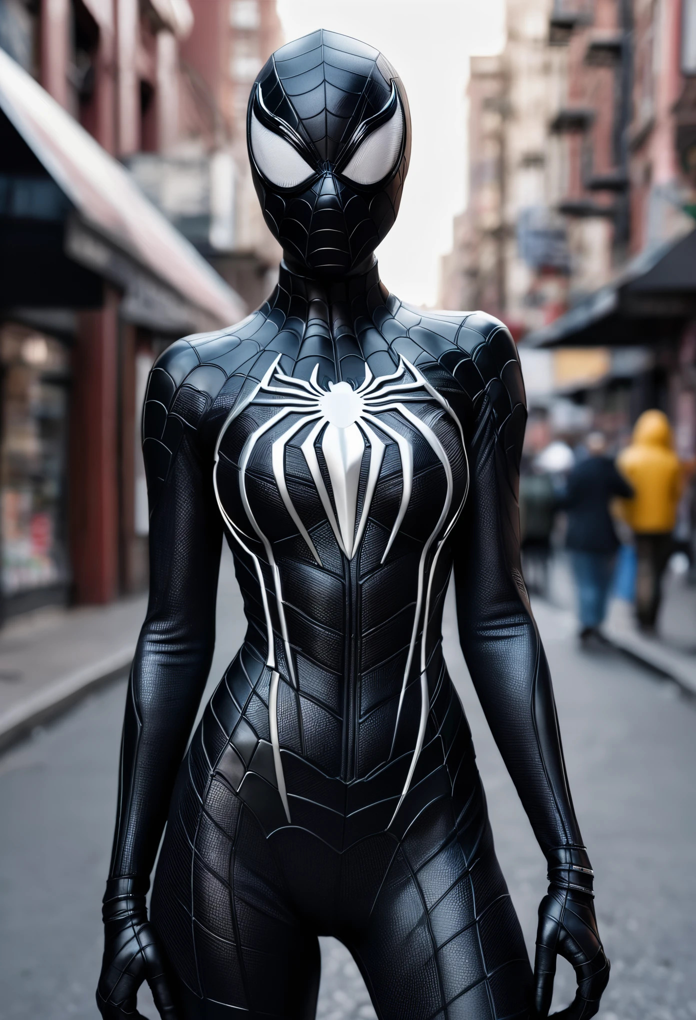 Hình nền Spider Girl AI Black and White cực nét dành cho điện thoại 12