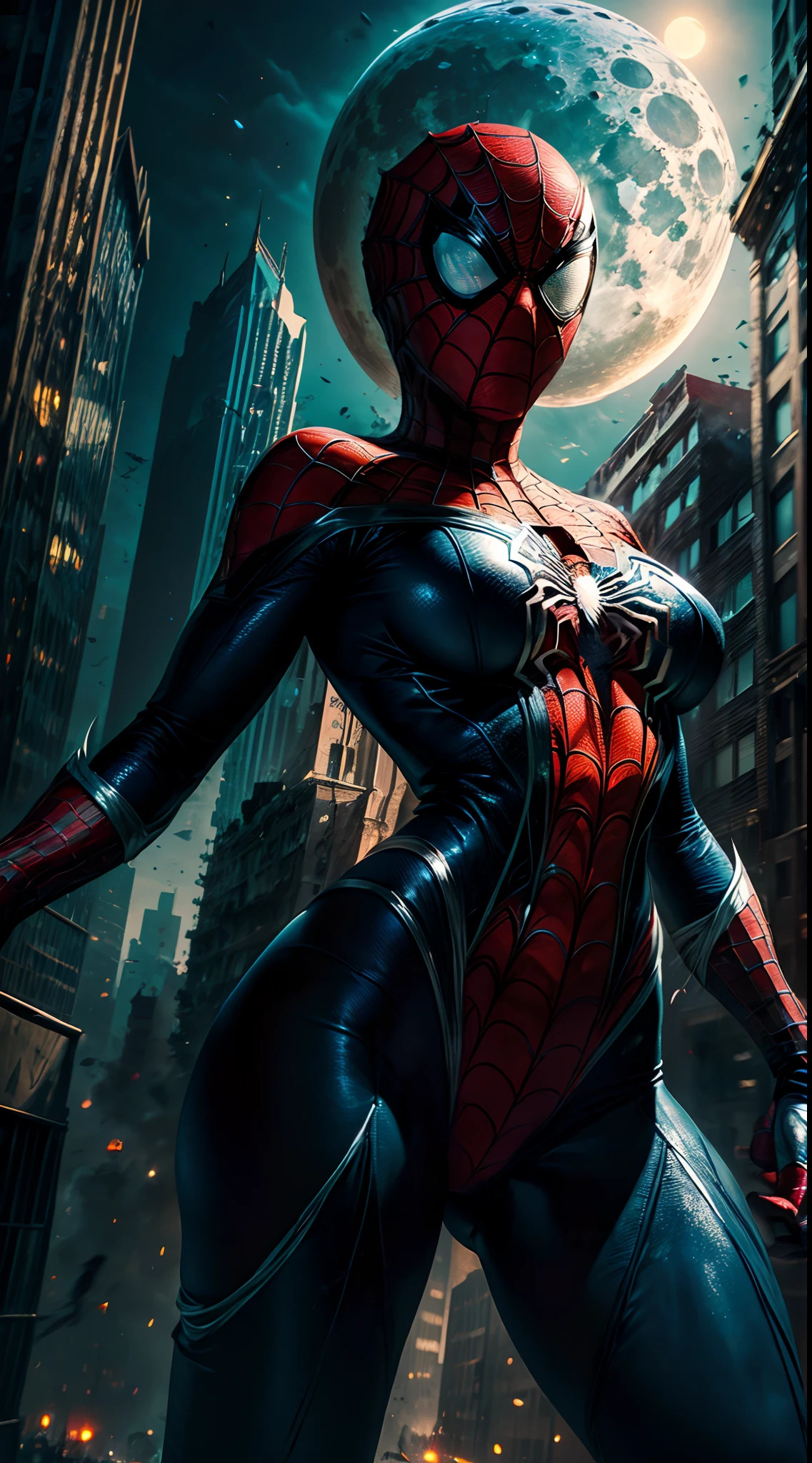 Hình nền Spider Girl AI Black and White cực nét dành cho điện thoại 17