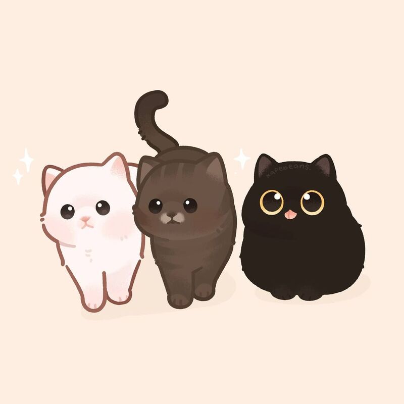 sticker vẽ mèo chibi cute