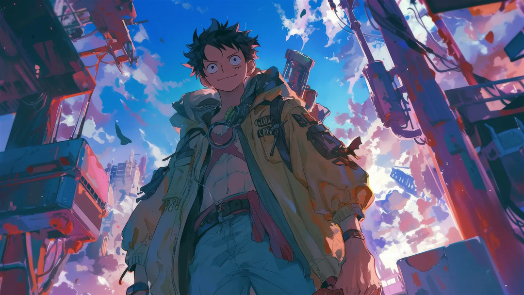 hình nền anime one piece Cyberpunk Luffy