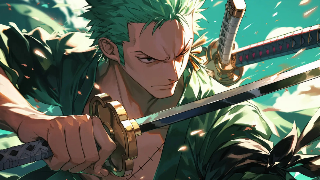 hình nền one piece 4k - Roronoa Zoro Pirate Hunter in Action