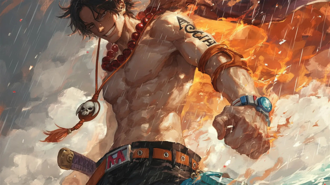 hình nền one piece ace luffy sabo Ace's Fiery Rain Clash