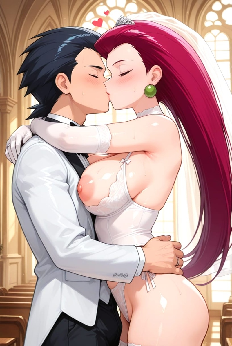 Jessie sexy Pokemon khỏa thân quỳ gối nhìn lên camera