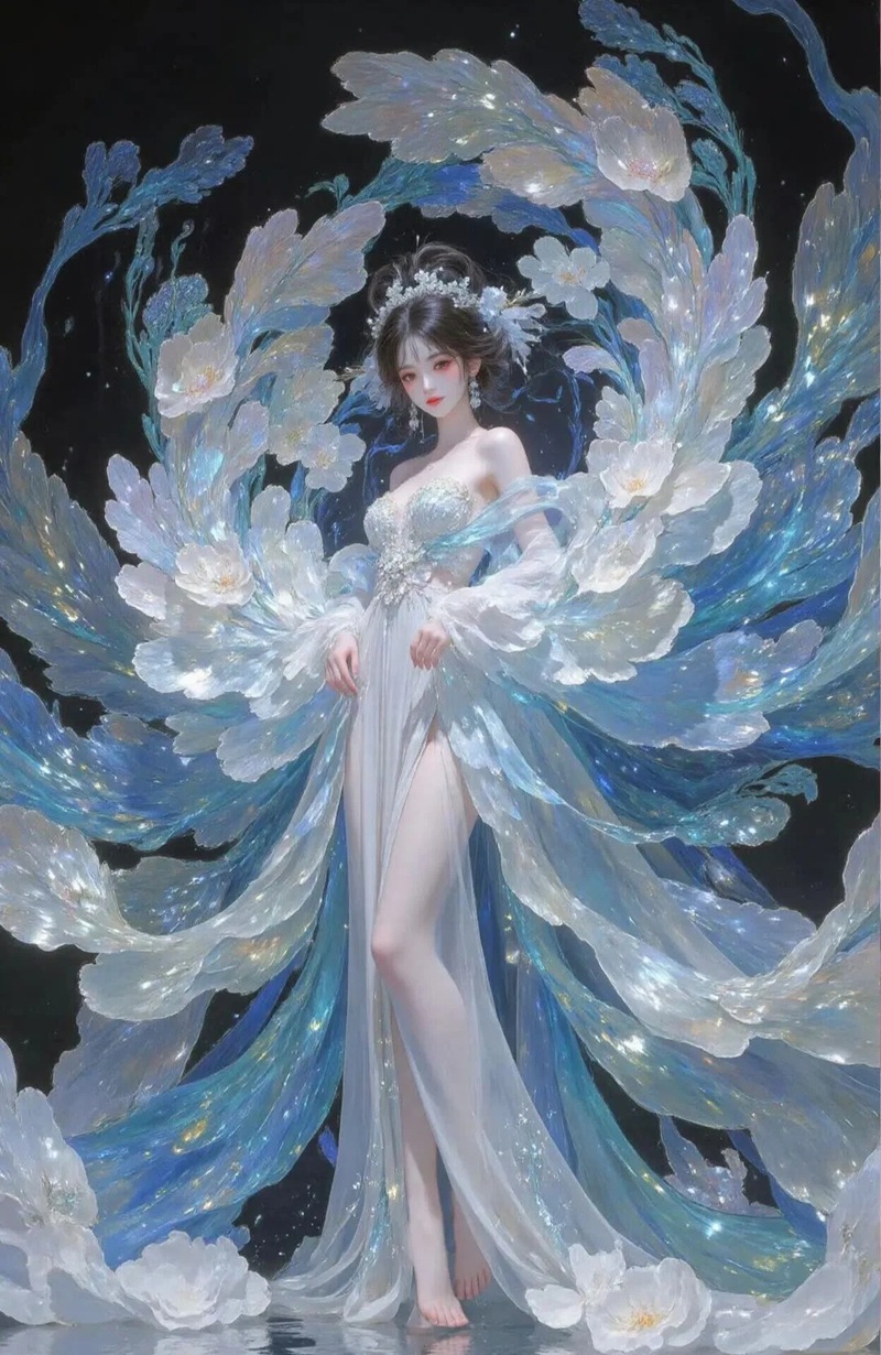 cô gái anime cổ phong cầm quạt với thần thái quyến rũ