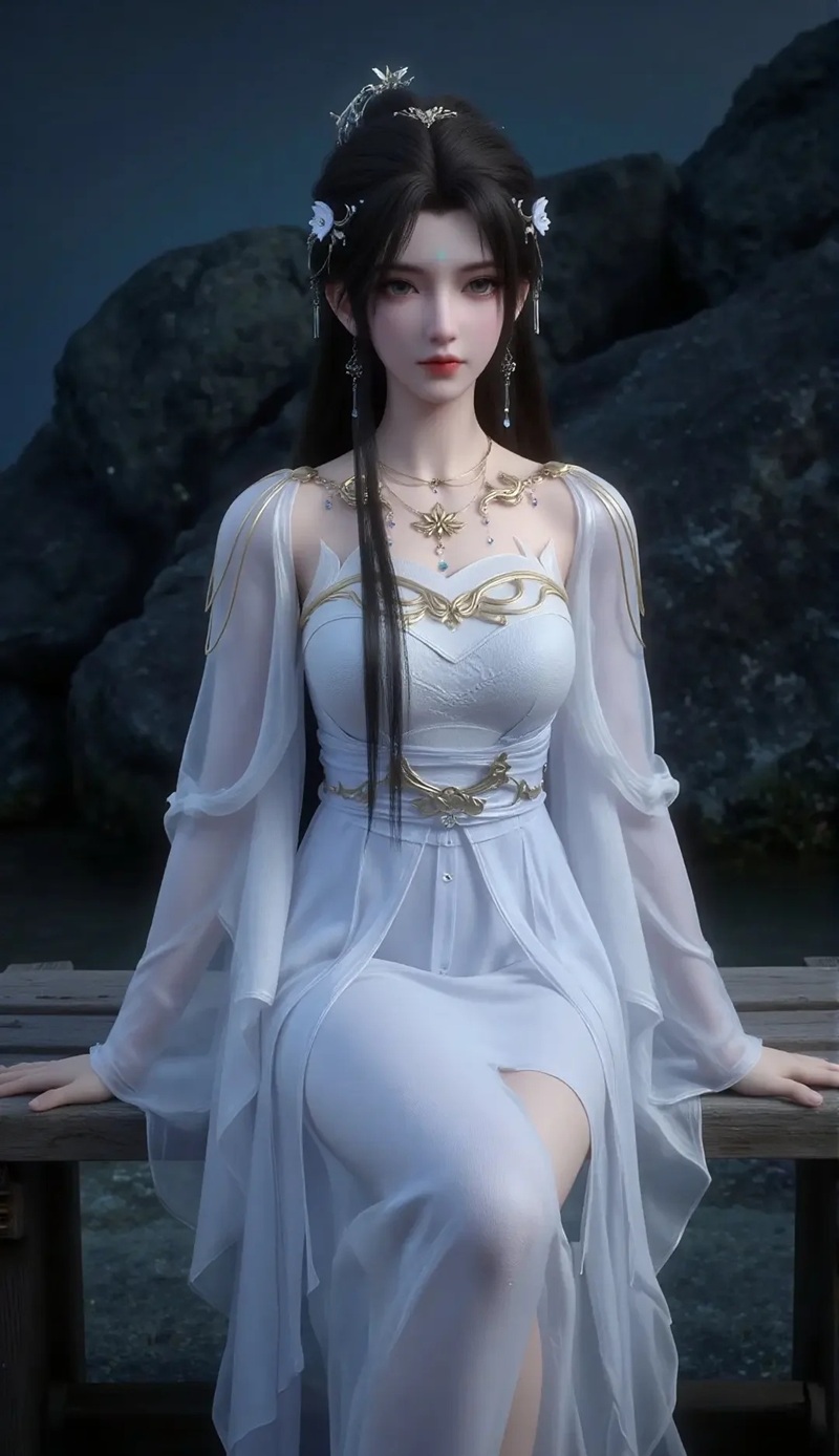 hình anime nữ kiếm hiệp lạnh lùng giữa trời tuyết đẹp mắt