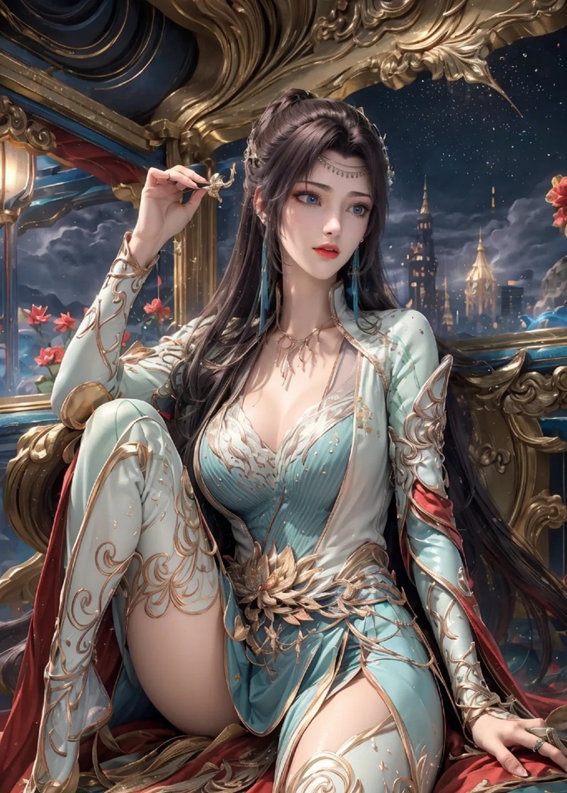 hình ảnh cổ phong anime nữ tóc đen cực kỳ cuốn hút