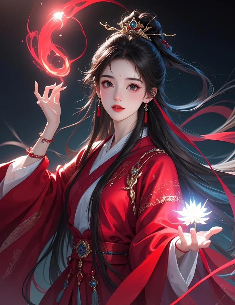 thiếu nữ cổ phong anime với đôi mắt long lanh quyến rũ
