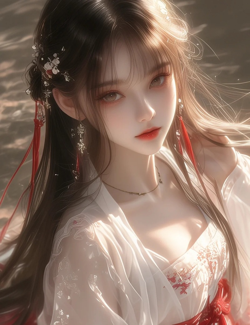 thiếu nữ cổ phong anime với thần thái dịu dàng quyến rũ