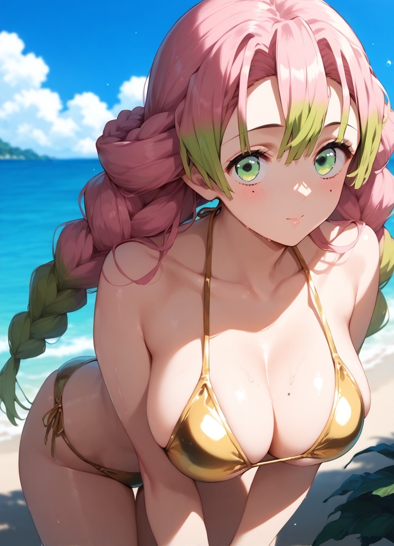 Ảnh Demon Slayer hentai Mitsuri Kanroji ngực bự đổ mồ hôi