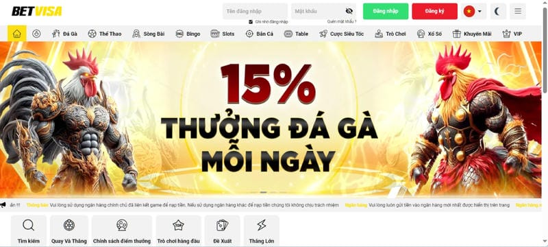  Giao diện Betvisa thân thiện, dễ dàng đặt cược chỉ trong vài click.