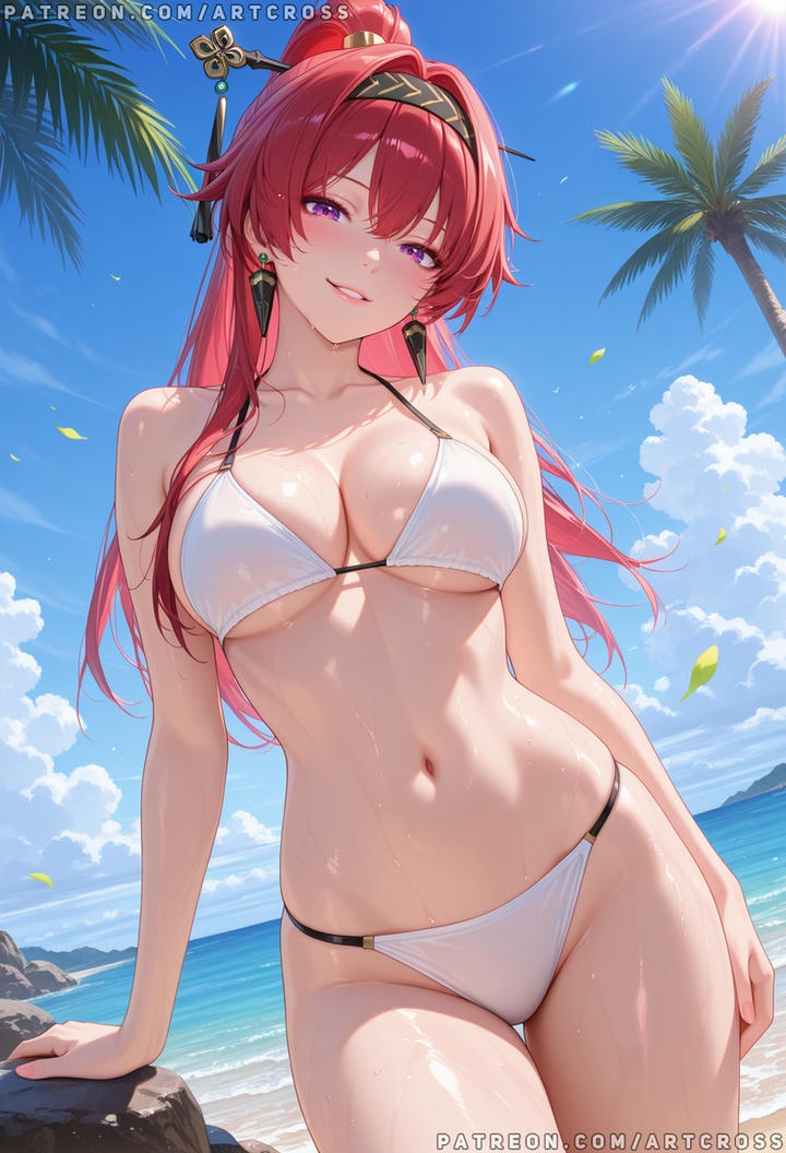 anime nữ mặc đồ bikini trắng (2)