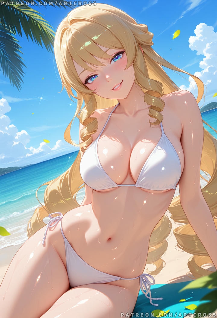 anime nữ mặc đồ bikini trắng (4)