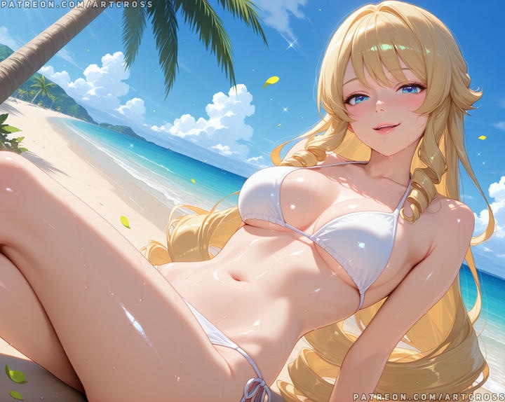 anime nữ mặc đồ bikini trắng (5)