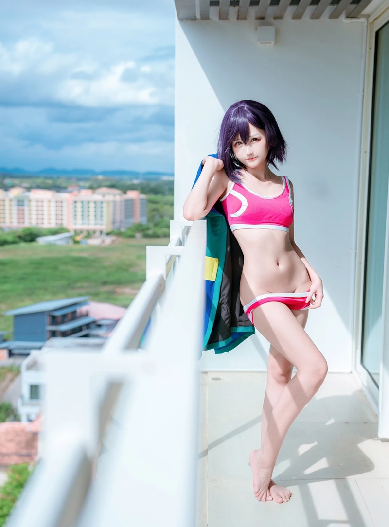 Ảnh Cosplay Shizuka Mikazuki body oil bóng loáng ngực to
