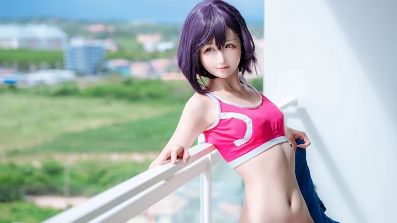 Ảnh Cosplay Shizuka Mikazuki tự sướng ngón tay thọc lồn