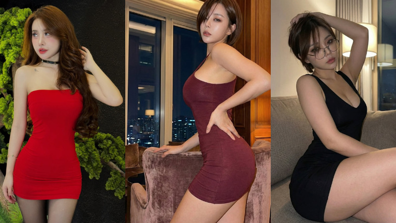 ảnh gái xinh ôm body váy bó