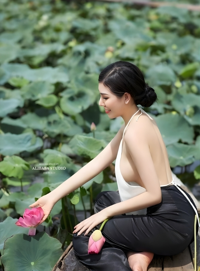 ảnh gái mặc áo yếm cổ điển quyến rũ