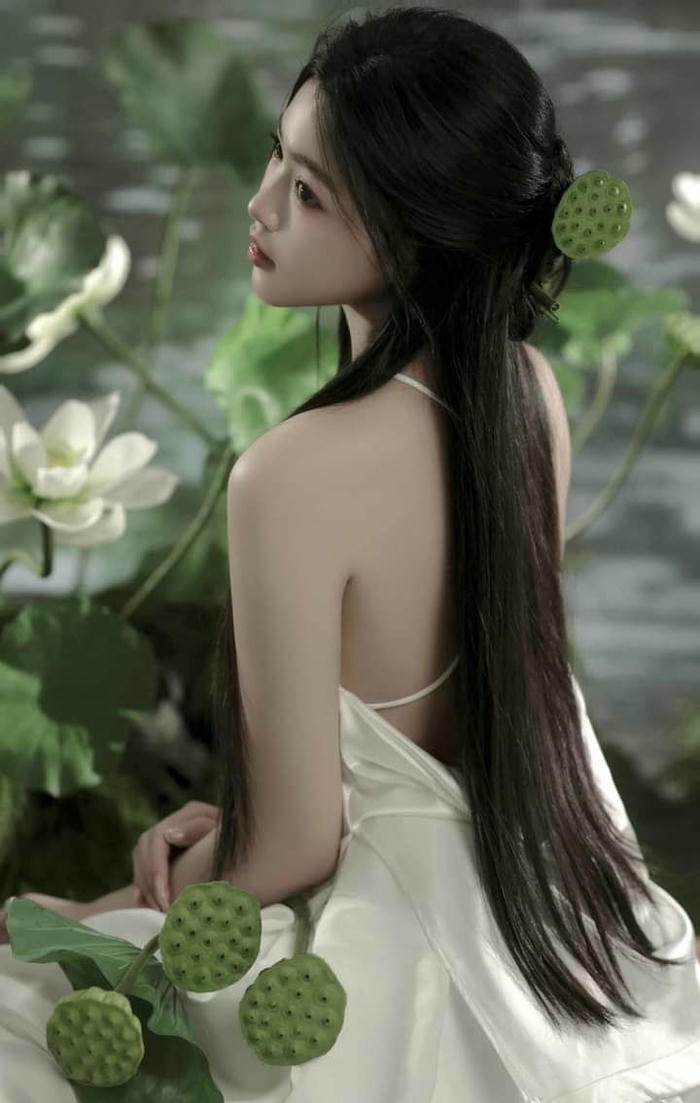 ảnh gái mặc áo yếm trắng tinh khôi