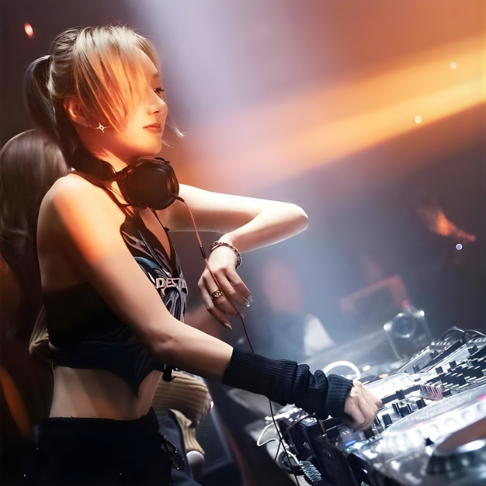 hình ảnh DJ nữ trong quán bar sang trọng