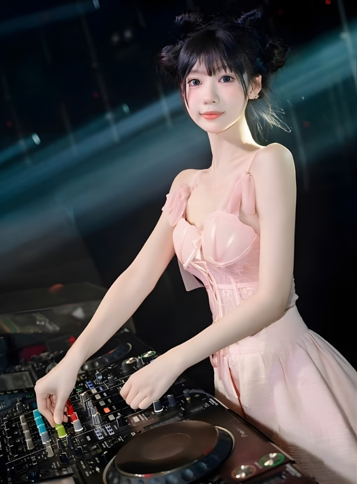 nữ DJ trẻ trung biểu diễn tại sự kiện âm nhạc