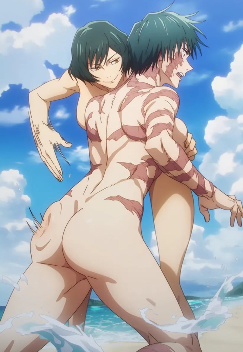 Ảnh hentai Maki Zenin với chất nhờn bóng loáng trên đùi