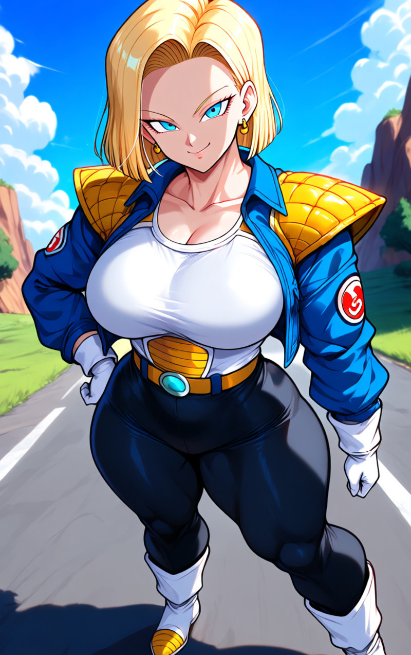 Hình ảnh Android 18 với phong cách nghệ thuật anime độc đáo