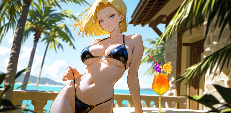 Android 18 với phong thái nữ chiến binh mạnh mẽ