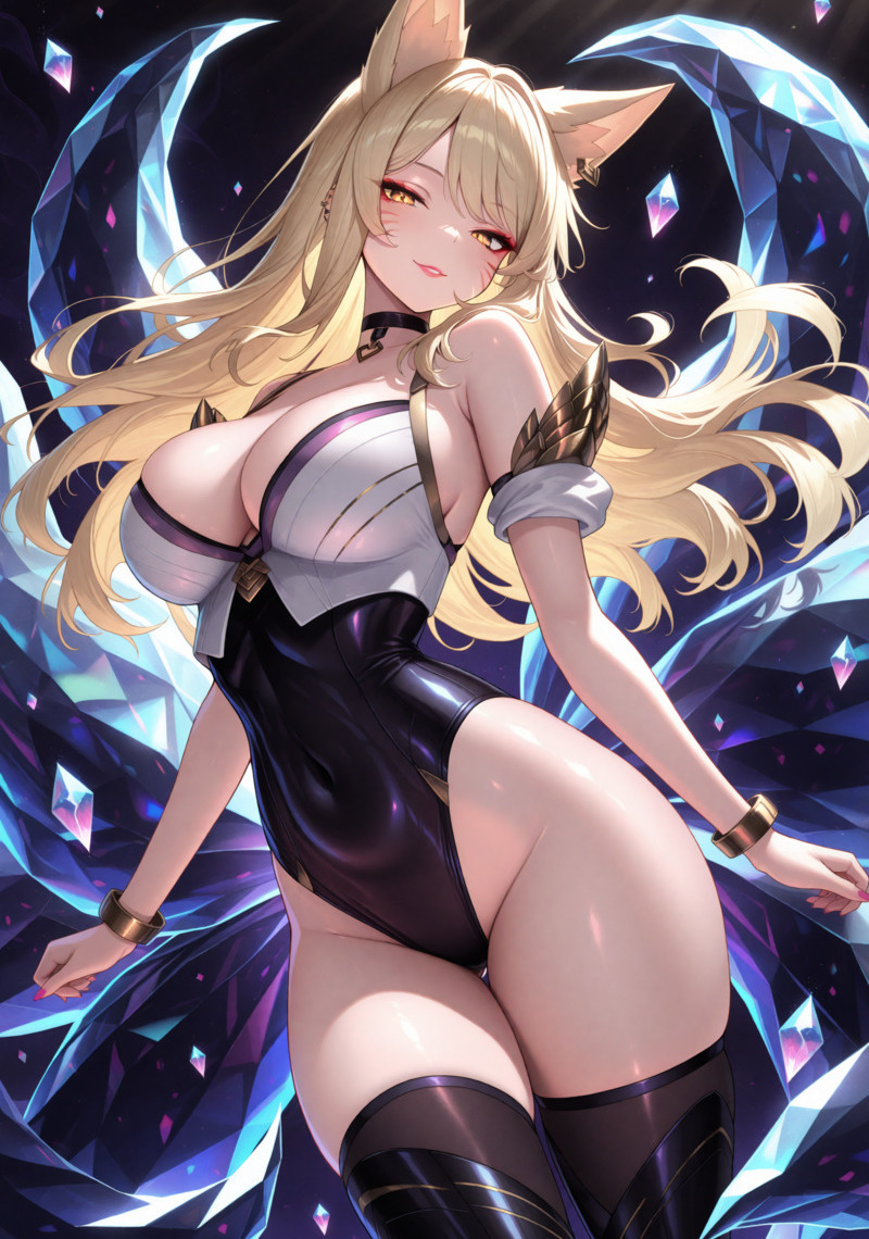 Ảnh Ahri Hentai với tạo hình hồ ly anime đầy cuốn hút và phong cách fantasy độc đáo