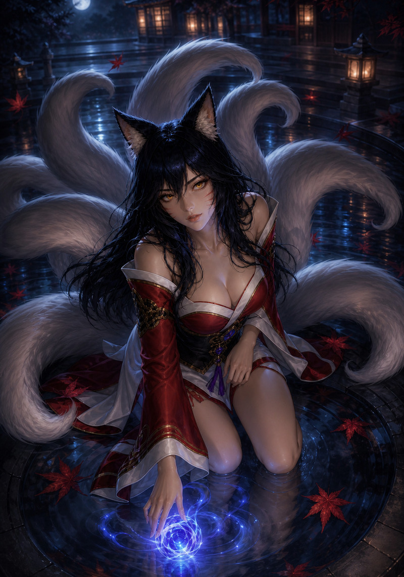 Ảnh Ahri Hentai nhân vật Ahri trong phong cách anime fantasy