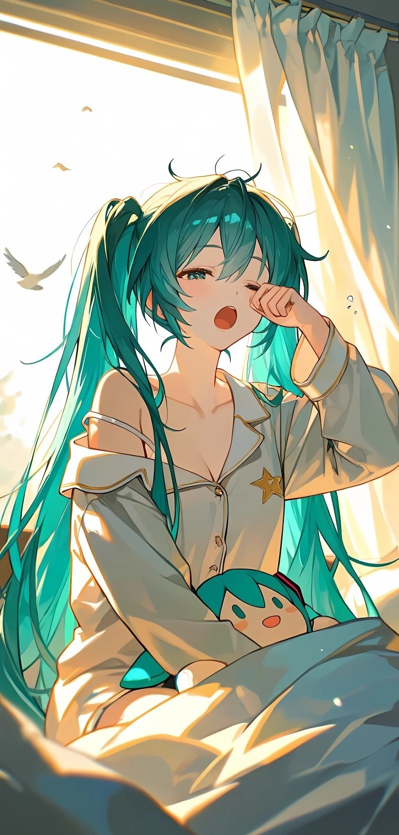 Hatsune Miku với mái tóc xanh đặc trưng và trang phục ấn tượng
