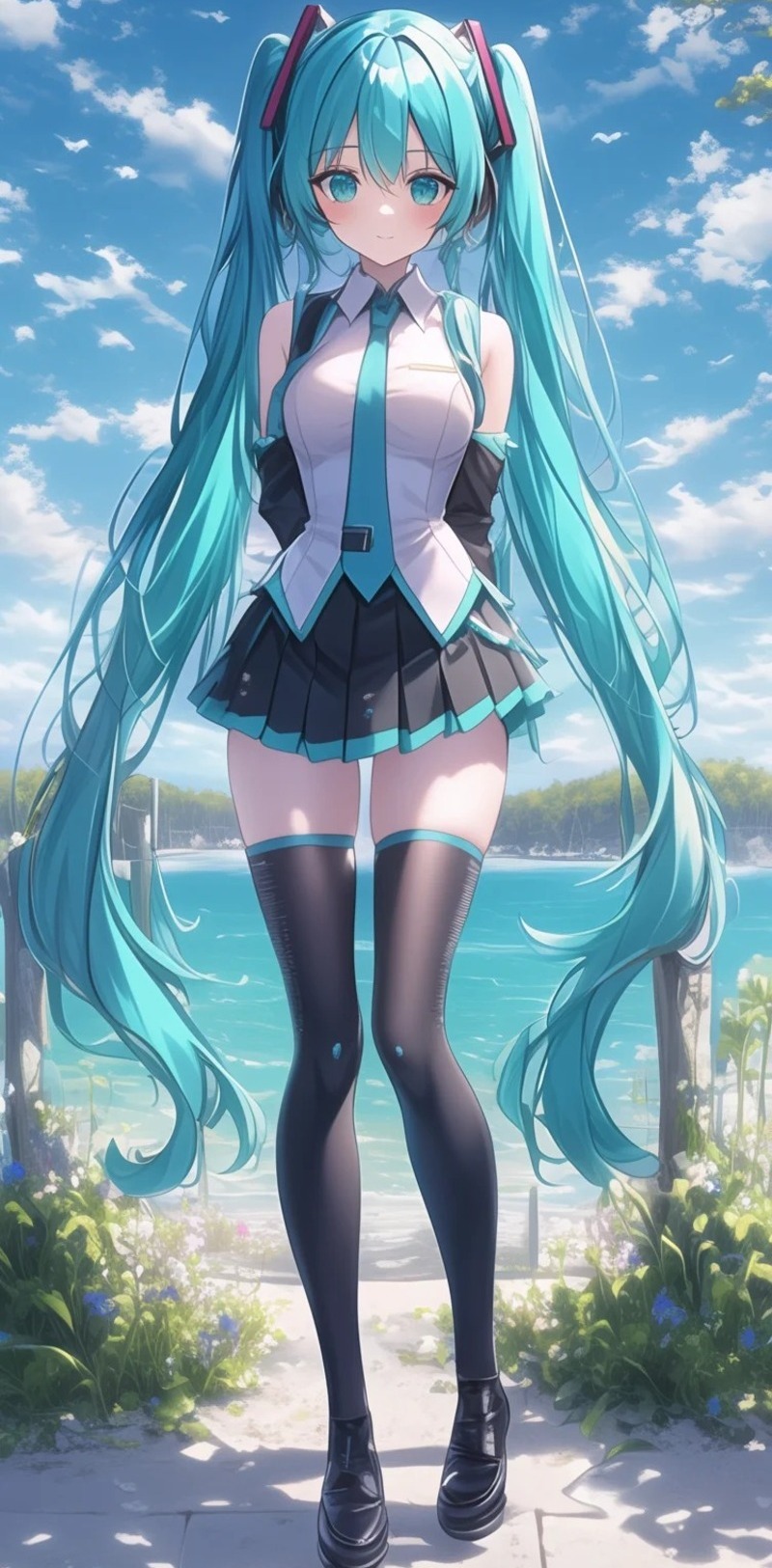 Hình ảnh Hatsune Miku trong phong cách nghệ thuật kỹ thuật số