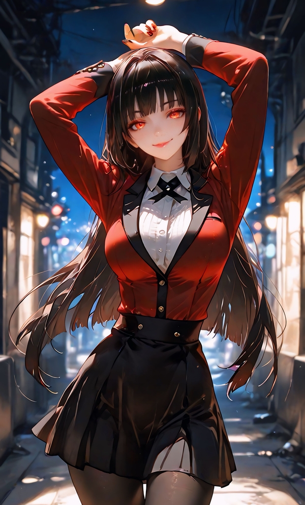 Hình ảnh nữ sinh Jabami Yumeko mang phong cách anime Nhật Bản