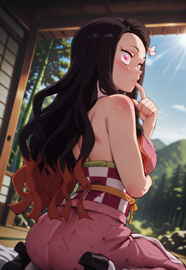 Hình ảnh Nezuko với biểu cảm dễ thương trong anime Nhật Bản