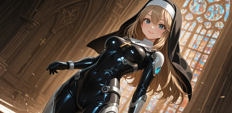 Nhân vật nữ tu trong phong cách anime Nhật Bản độc đáo