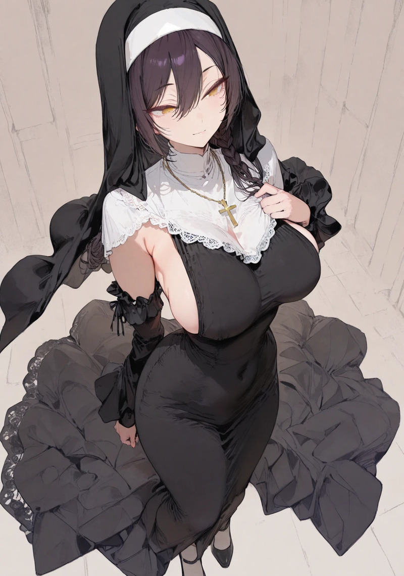Tạo hình nữ tu gothic anime đầy bí ẩn và thu hút