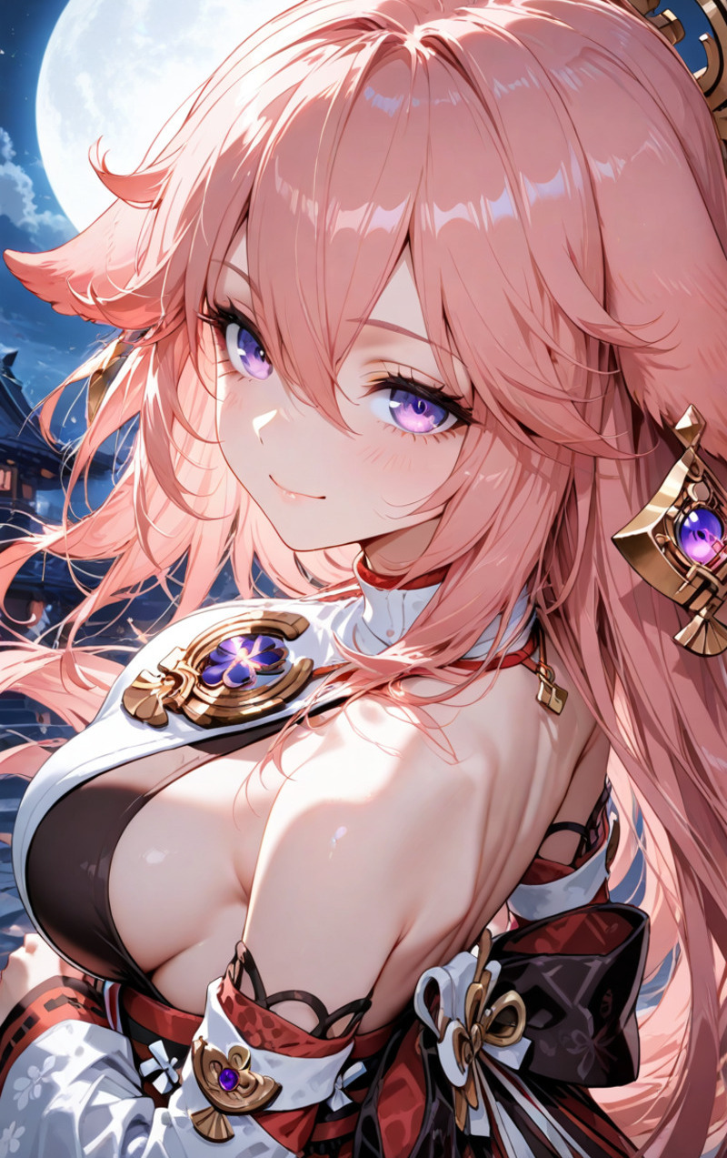 Ảnh nhân vật Yae Miko cùng tạo hình anime độc đáo