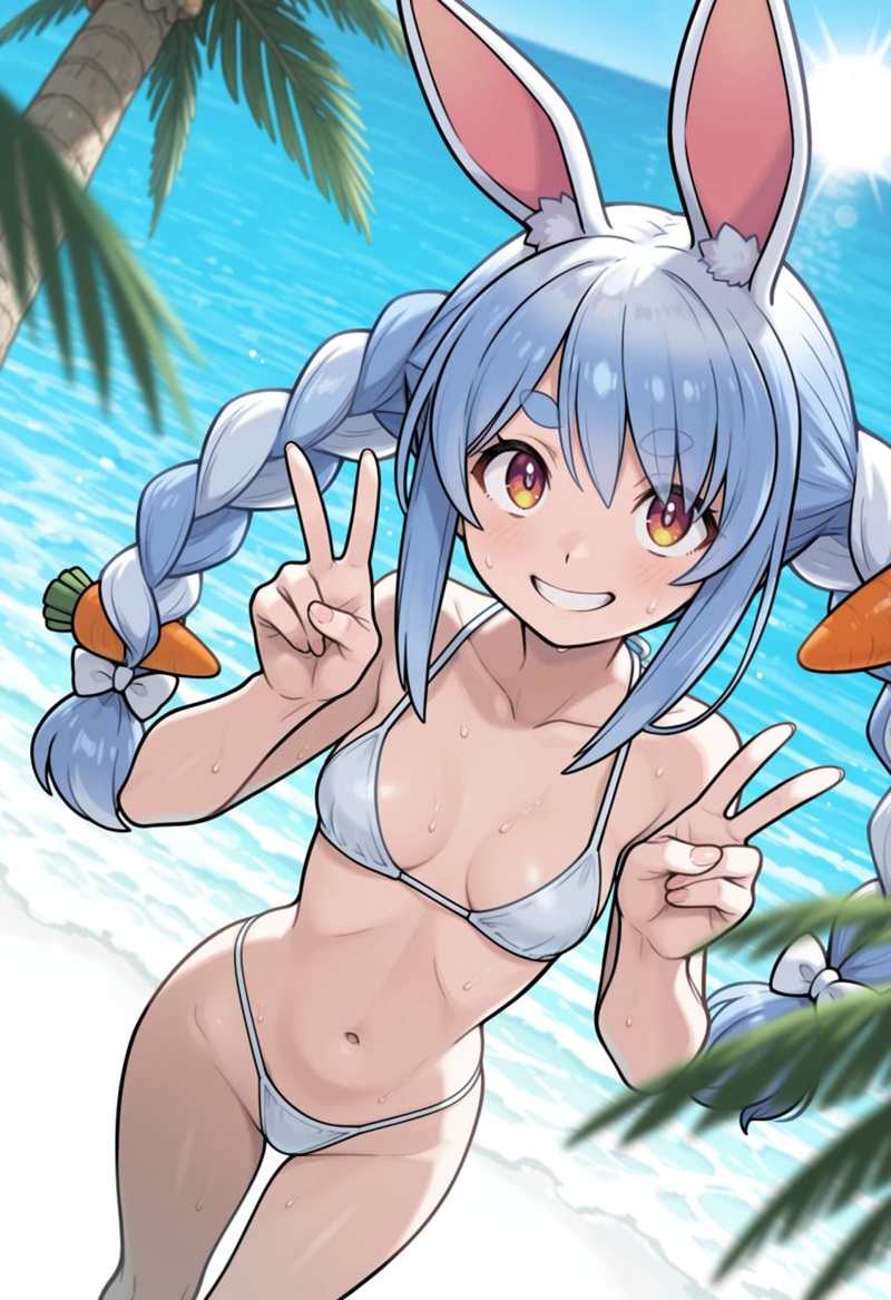 Ảnh Gái Anime Mặc Bikini Trắng mông cong vút