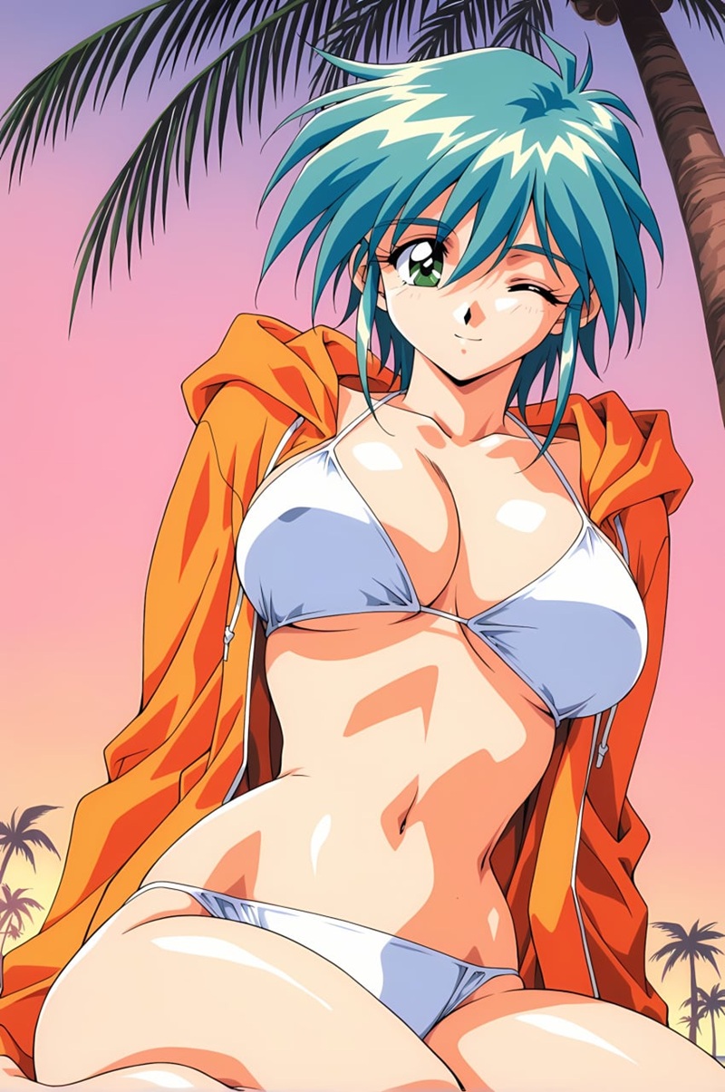 Ảnh Gái Anime Mặc Bikini Trắng nhìn là ướt