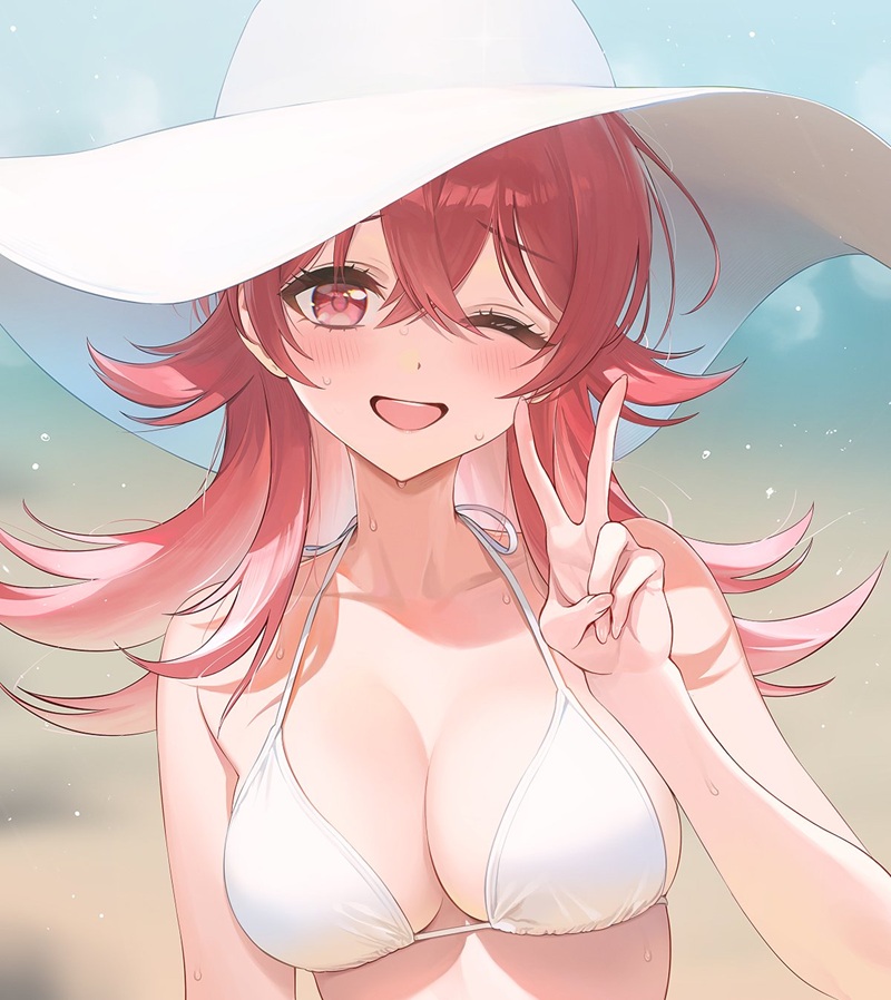 Ảnh Gái Anime Mặc Bikini Trắng khoe thân hình sexy