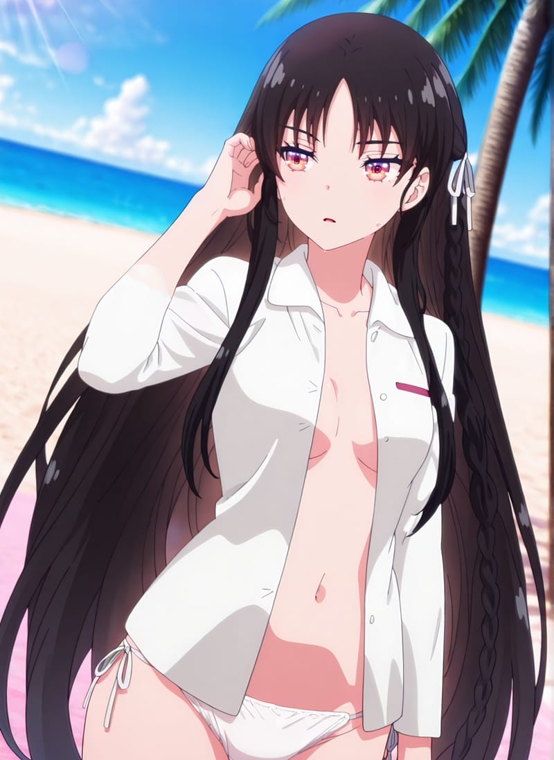 Ảnh Gái Anime Mặc Bikini Trắng da trắng mịn màng