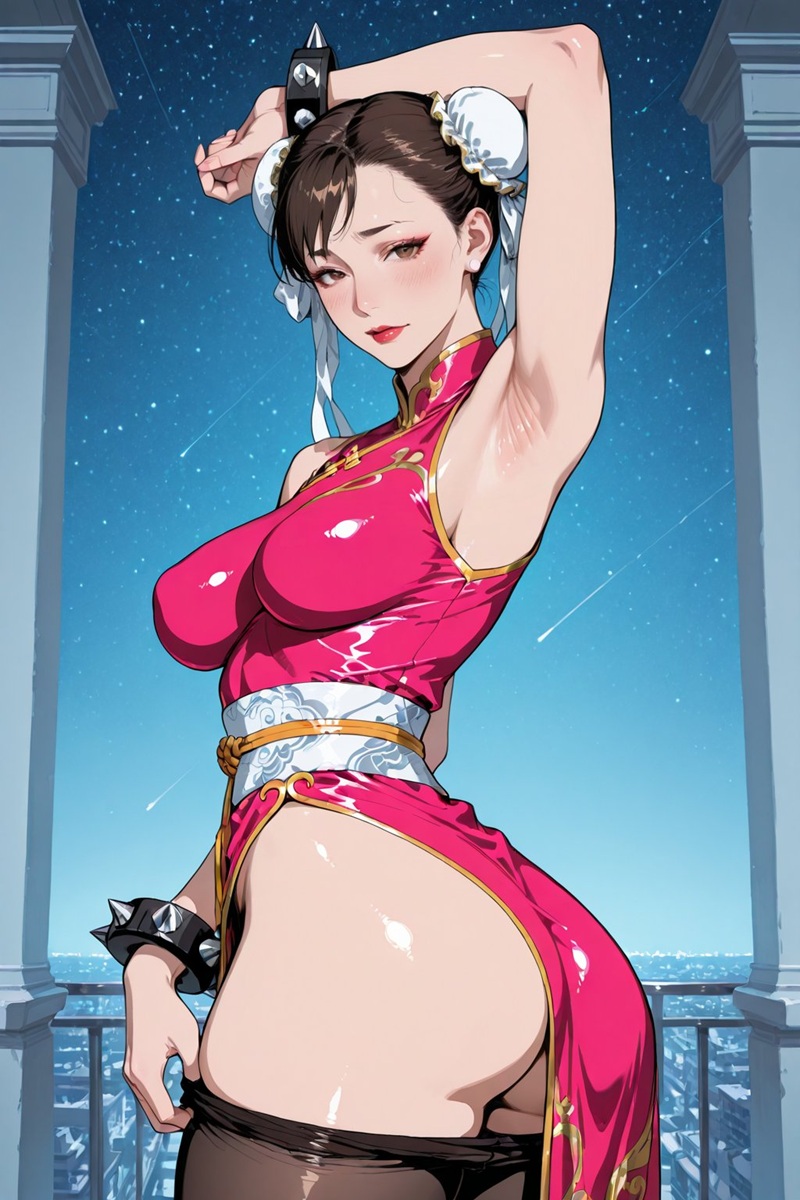 Anime girl tóc bạc mặc bodysuit đen bó sát