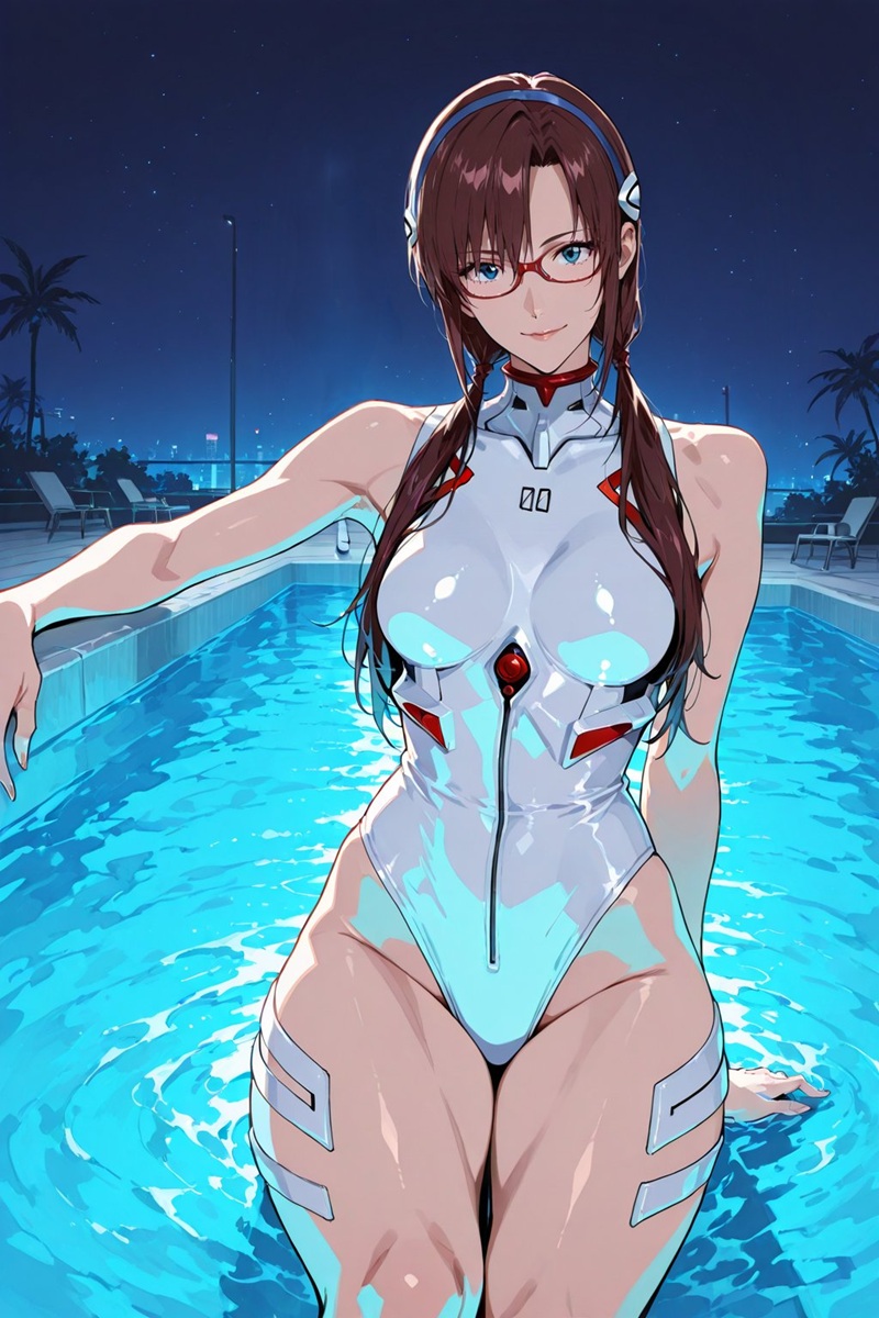 Cô gái anime bodysuit cyberpunk tương lai, phong cách tech