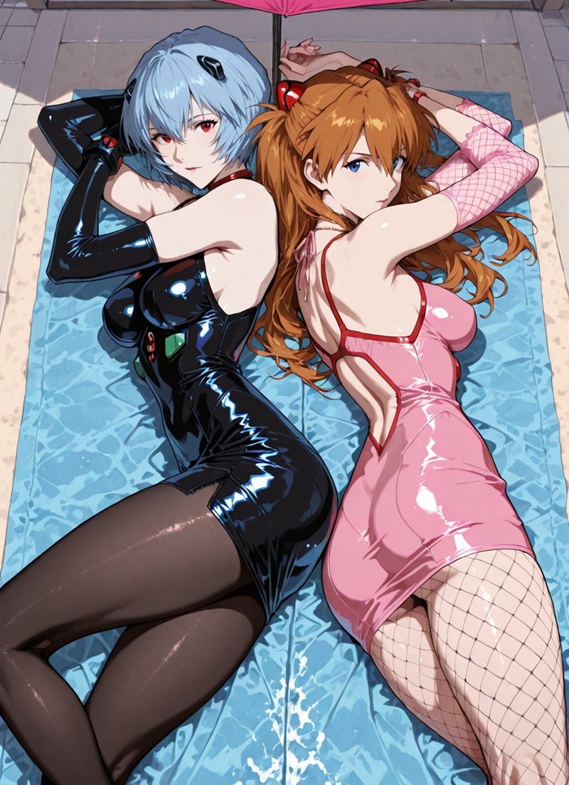 Sexy anime girl bodysuit đen kèm dây đùi, tư thế hot