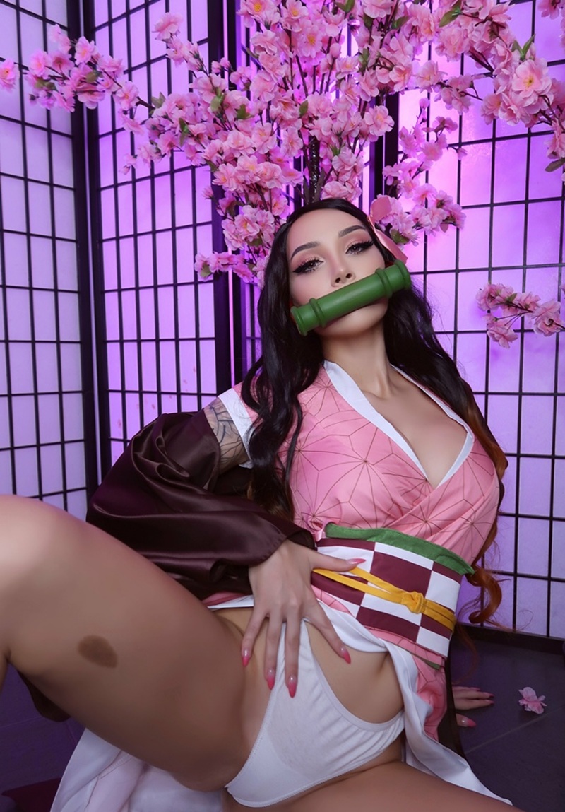 Ảnh Cosplay Nezuko Kamado cosplay dâm dục cực hot