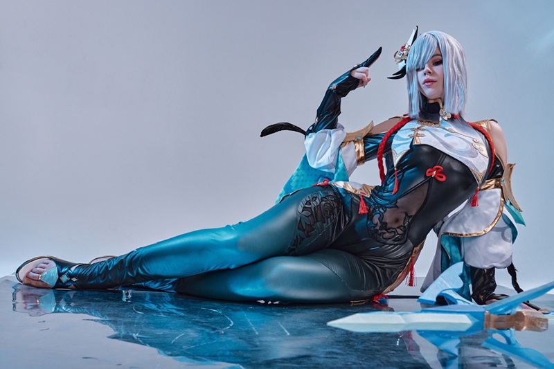 Ảnh cosplay Shenhe mặt ahegao dâm loạn
