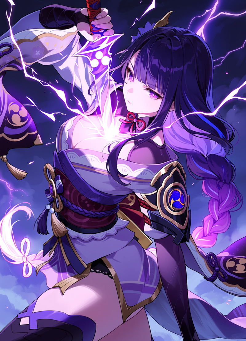 Raiden Shogun trong các bức fanart anime sáng tạo