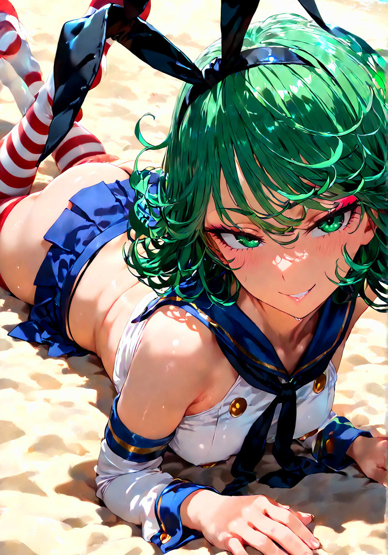 Hình ảnh Tatsumaki nổi bật cùng mái tóc xanh đặc trưng