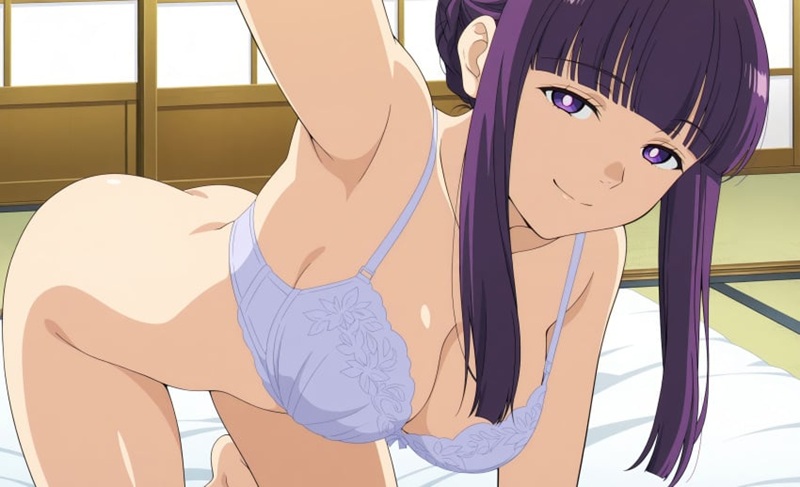 Hentai Fern mặc váy ngắn ren tím gợi cảm