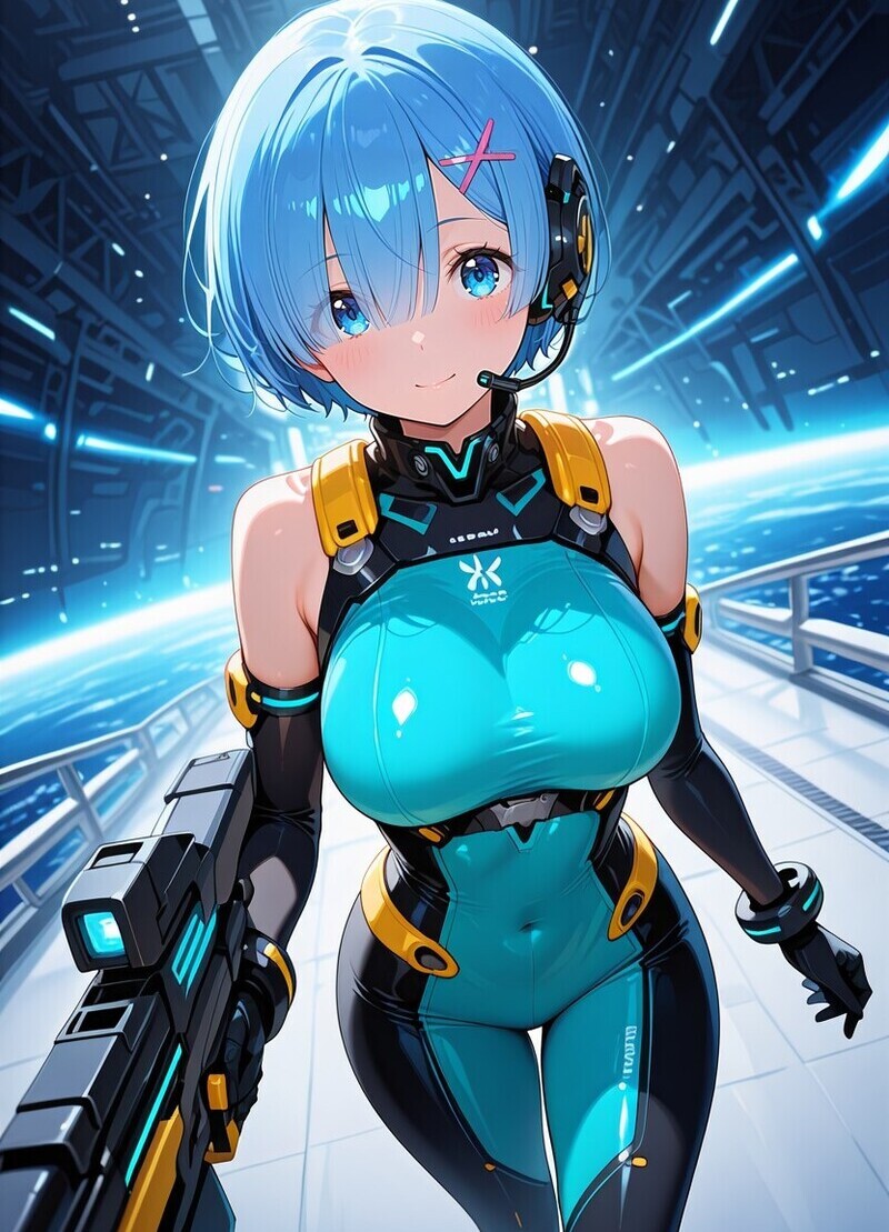 Rem-chan ngồi bên hồ, chân thả nước, ánh mắt mơ màng.