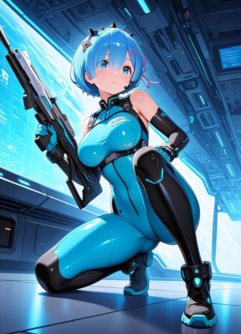 Rem-chan mỉm cười e thẹn, má ửng hồng.